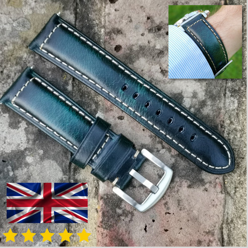 Blue handmade padded leather - handmade,