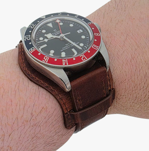 Leather bund watch strap band - leather,