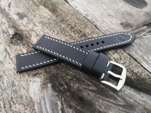 Black italian leather watch - black,