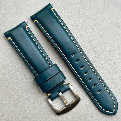 Handmade padded blue leather - padded,