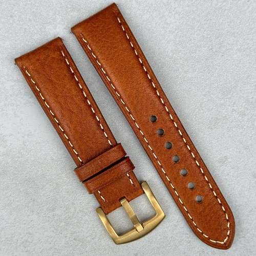 Tan italian leather watch - tan,