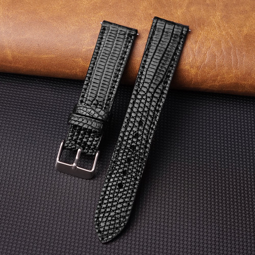 Flat lizard leather watch - flat,