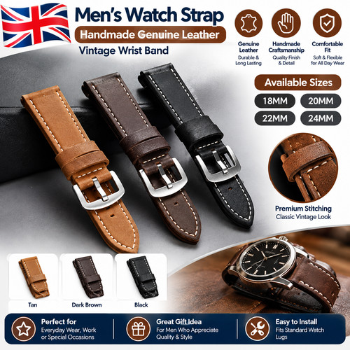 Mens watch strap - strap, handmade